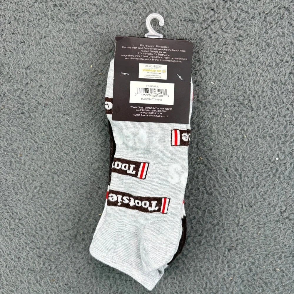 Tootsie Roll 2 Pack Ankle Socks Mens Shoe Size 6-12 Brown White Red NEW‎